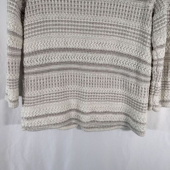 Coldwater Creek Cardigan Women's Medium White Knit Single Button Long Sleeve Cot - Picture 9 of 9